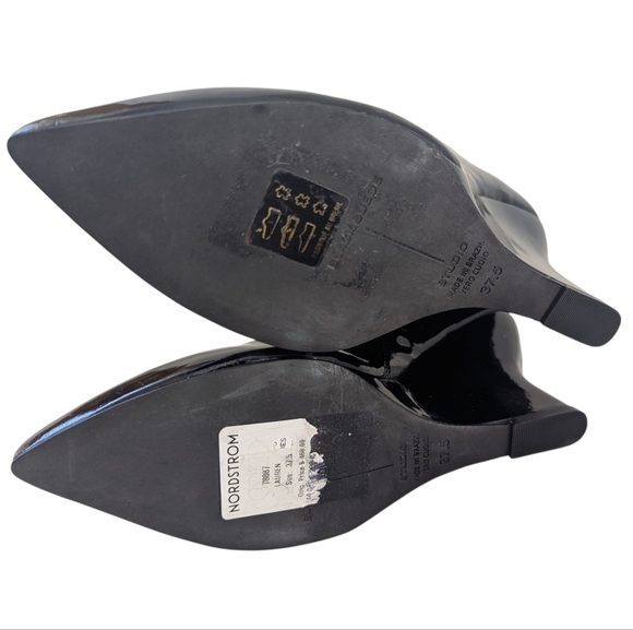 Black Suede Studio Lauren Patent Leather Wedge Ankle Boots.Size 37.5(US 7.5) - Picture 7 of 8